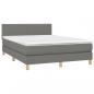 Preview: Boxspringbett mit Matratze & LED Dunkelgrau 140x200 cm Stoff