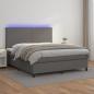 Preview: ARDEBO.de - Boxspringbett mit Matratze & LED Grau 160x200 cm Kunstleder