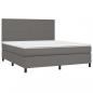 Preview: Boxspringbett mit Matratze & LED Grau 160x200 cm Kunstleder