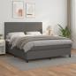 Preview: ARDEBO.de - Boxspringbett mit Matratze Grau 160x200 cm Kunstleder