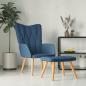 Preview: ARDEBO.de - Relaxsessel mit Hocker Blau Stoff