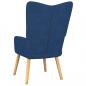 Preview: Relaxsessel mit Hocker Blau Stoff