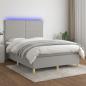 Preview: ARDEBO.de - Boxspringbett mit Matratze & LED Hellgrau 140x190 cm Stoff