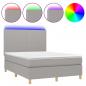 Preview: Boxspringbett mit Matratze & LED Hellgrau 140x190 cm Stoff