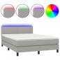 Preview: Boxspringbett mit Matratze & LED Hellgrau 140x200 cm Stoff