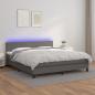 Preview: ARDEBO.de - Boxspringbett mit Matratze & LED Grau 160x200 cm Kunstleder