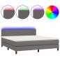 Preview: Boxspringbett mit Matratze & LED Grau 160x200 cm Kunstleder