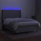 Preview: Boxspringbett mit Matratze & LED Hellgrau 140x200 cm Stoff