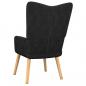 Preview: Relaxsessel mit Hocker Schwarz Stoff