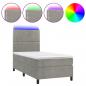 Preview: Boxspringbett mit Matratze & LED Hellgrau 90x200 cm Samt