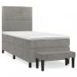 Preview: Boxspringbett mit Matratze Hellgrau 90x190 cm Samt