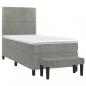 Preview: Boxspringbett mit Matratze Hellgrau 90x190 cm Samt