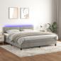 Preview: ARDEBO.de - Boxspringbett mit Matratze & LED Hellgrau 180x200 cm Samt