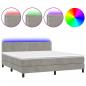 Preview: Boxspringbett mit Matratze & LED Hellgrau 180x200 cm Samt