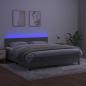 Preview: Boxspringbett mit Matratze & LED Hellgrau 180x200 cm Samt