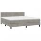 Preview: Boxspringbett mit Matratze & LED Hellgrau 180x200 cm Samt