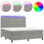 Preview: Boxspringbett mit Matratze & LED Hellgrau 180x200 cm Samt