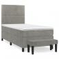 Preview: Boxspringbett mit Matratze Hellgrau 90x200 cm Samt