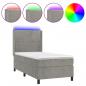 Preview: Boxspringbett mit Matratze & LED Hellgrau 90x200 cm Samt