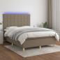 Preview: ARDEBO.de - Boxspringbett mit Matratze & LED Taupe 140x200 cm Stoff