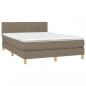 Preview: Boxspringbett mit Matratze & LED Taupe 140x190 cm Stoff