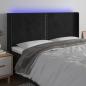 Preview: ARDEBO.de - LED Kopfteil Schwarz 183x16x118/128 cm Samt