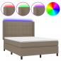 Preview: Boxspringbett mit Matratze & LED Taupe 140x190 cm Stoff