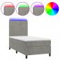 Preview: Boxspringbett mit Matratze & LED Hellgrau 90x190 cm Samt