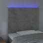 Preview: LED Kopfteil Hellgrau 90x5x118/128 cm Samt