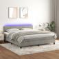 Preview: ARDEBO.de - Boxspringbett mit Matratze & LED Hellgrau 180x200 cm Samt