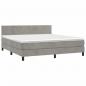 Preview: Boxspringbett mit Matratze & LED Hellgrau 180x200 cm Samt