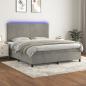 Preview: ARDEBO.de - Boxspringbett mit Matratze & LED Hellgrau 180x200 cm Samt