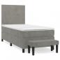 Preview: Boxspringbett mit Matratze Hellgrau 90x200 cm Samt