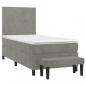 Preview: Boxspringbett mit Matratze Hellgrau 90x200 cm Samt