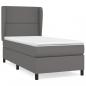 Preview: Boxspringbett mit Matratze Grau 90x190 cm Kunstleder