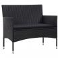 Preview: 4-tlg. Garten-Lounge-Set mit Auflagen Poly Rattan Schwarz