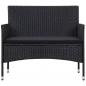 Preview: 4-tlg. Garten-Lounge-Set mit Auflagen Poly Rattan Schwarz