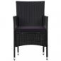 Preview: 4-tlg. Garten-Lounge-Set mit Auflagen Poly Rattan Schwarz