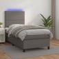 Preview: ARDEBO.de - Boxspringbett mit Matratze & LED Grau 80x200 cm Kunstleder