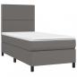 Preview: Boxspringbett mit Matratze & LED Grau 80x200 cm Kunstleder