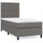 Preview: Boxspringbett mit Matratze Grau 80x200 cm Kunstleder