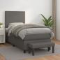 Preview: ARDEBO.de - Boxspringbett mit Matratze Grau 80x200 cm Kunstleder