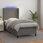 Preview: ARDEBO.de - Boxspringbett mit Matratze & LED Grau 80x200 cm Kunstleder