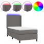 Preview: Boxspringbett mit Matratze & LED Grau 80x200 cm Kunstleder