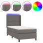 Preview: Boxspringbett mit Matratze & LED Grau 80x200 cm Kunstleder