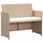 Preview: ARDEBO.de - 2-Sitzer-Gartensofa mit Polstern Beige Poly Rattan