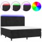 Preview: Boxspringbett mit Matratze & LED Schwarz 160x200 cm Samt