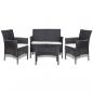 Preview: ARDEBO.de - 4-tlg. Garten-Lounge-Set mit Auflagen Poly Rattan Schwarz