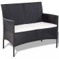 Preview: 4-tlg. Garten-Lounge-Set mit Auflagen Poly Rattan Schwarz