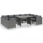 Preview: 10-tlg. Garten-Lounge-Set mit Kissen Poly Rattan Grau